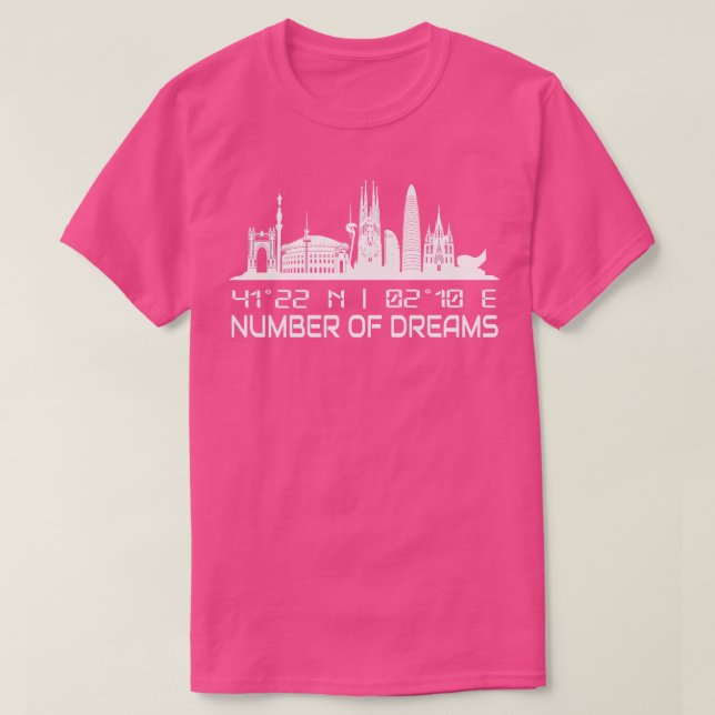 Barcelona Skyline GPS Coordinates City T-Shirt (Design Front)