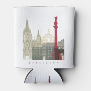 Barcelona skyline poster can cooler