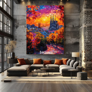 Barcelona Skyline Poster – Iconic Spanish City Art