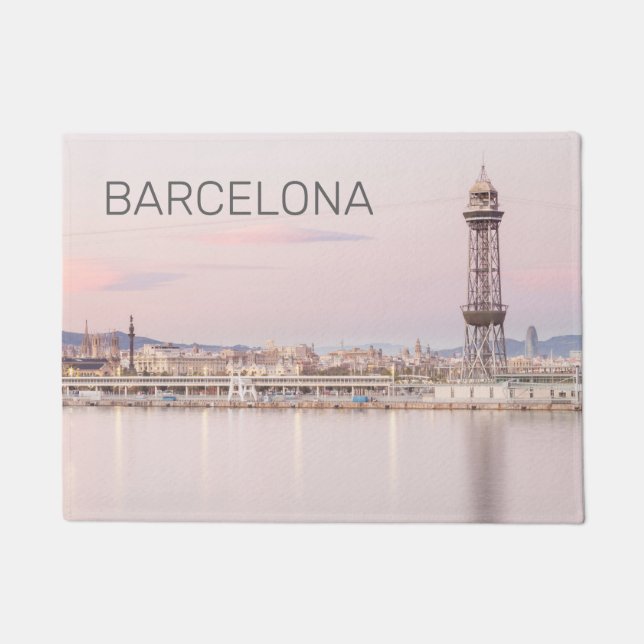 Barcelona Skyline Sunset Catalanonia Spain Doormat (Front)