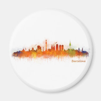 Barcelona Skyline watercolor v03 Magnet