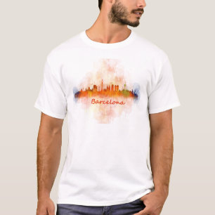 Barcelona Skyline watercolor v04 T-Shirt