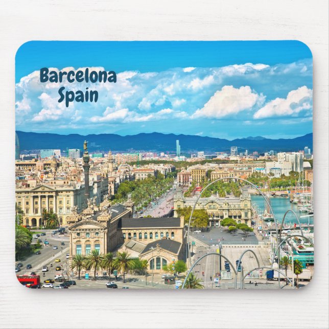 Barcelona, Spain Beautiful City View   Mouse Pad (Front)
