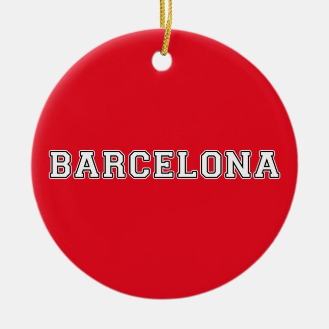 Barcelona Spain Ceramic Tree Decoration (Front)