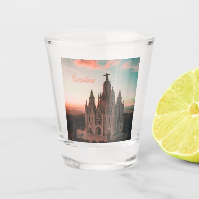 Barcelona Spain Church Shot Glass (Front)