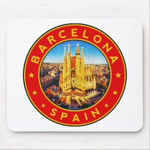 Barcelona, Spain, circle, red Mouse Pad