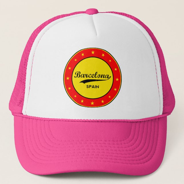 Barcelona, Spain, circle Trucker Hat (Front)