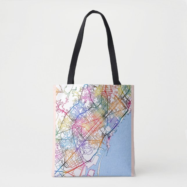  Barcelona Spain City Map Tote Bag (Front)