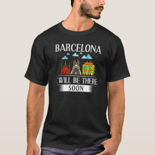 Barcelona Spain City Skyline Map Travel T-Shirt