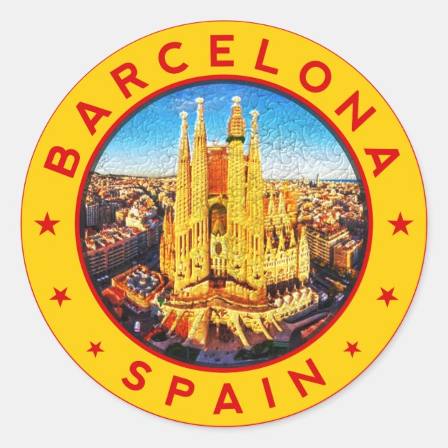 Barcelona Spain Classic Round Sticker (Front)