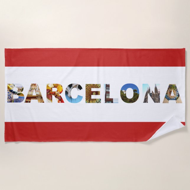 Barcelona Spain Colourful Architecture Photo Beach Towel (Front)
