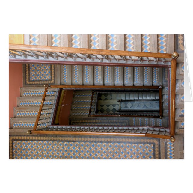 Barcelona, Spain - Colourful Tile Stairway Card (Front Horizontal)