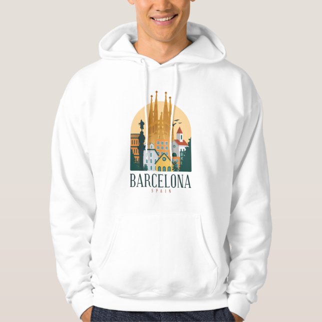Barcelona Spain Cute spanish travel gift City Love Hoodie (Front)