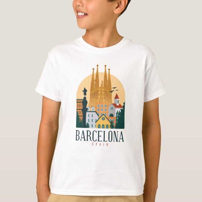 Barcelona Spain Cute spanish travel gift City Love T-Shirt (Front)