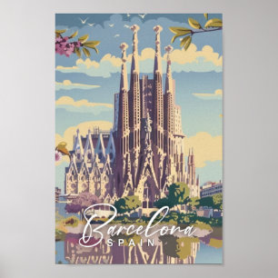 Barcelona Spain Famous Vintage Travel Place Poster