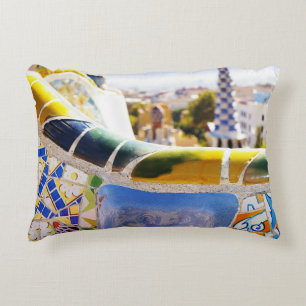 Barcelona Spain Gaudi Park Guell Photo Decorative Cushion
