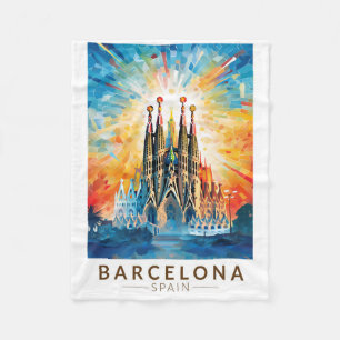 Barcelona Spain La Sagrada Familia Travel Art Fleece Blanket