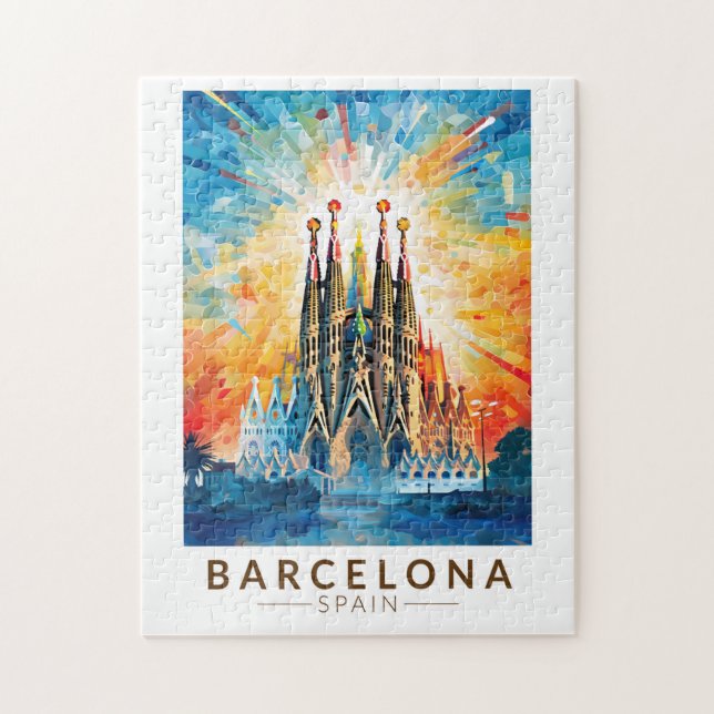 Barcelona Spain La Sagrada Familia Travel Art Jigsaw Puzzle (Vertical)