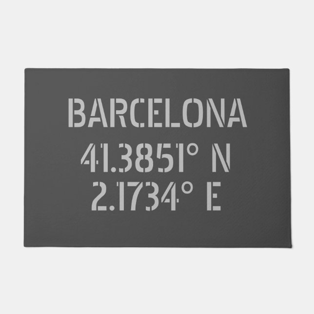Barcelona Spain Latitude and Longitude   Doormat (Front)