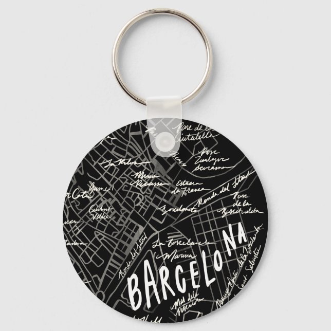 Barcelona Spain Map Keychain (Front)