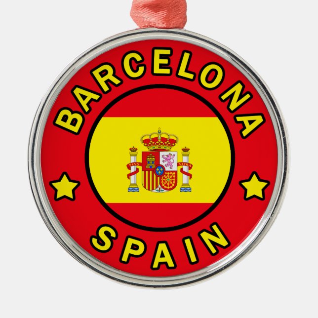 Barcelona Spain Metal Tree Decoration (Front)