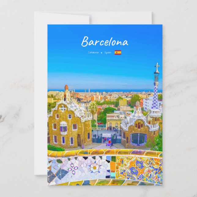 Barcelona, Spain - Park Guell Gaudi Mosaic (Front)