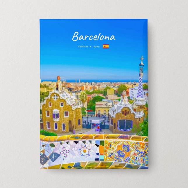 Barcelona, Spain - Park Guell Gaudi Mosaic (Front)