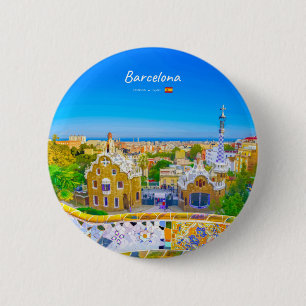Barcelona, Spain - Park Guell Gaudi Mosaic 6 Cm Round Badge