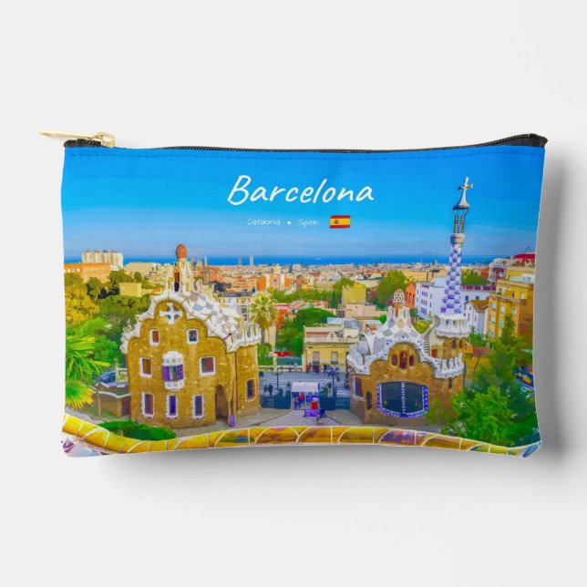 Barcelona, Spain - Park Guell Gaudi Mosaic Accessory Pouch (Front)