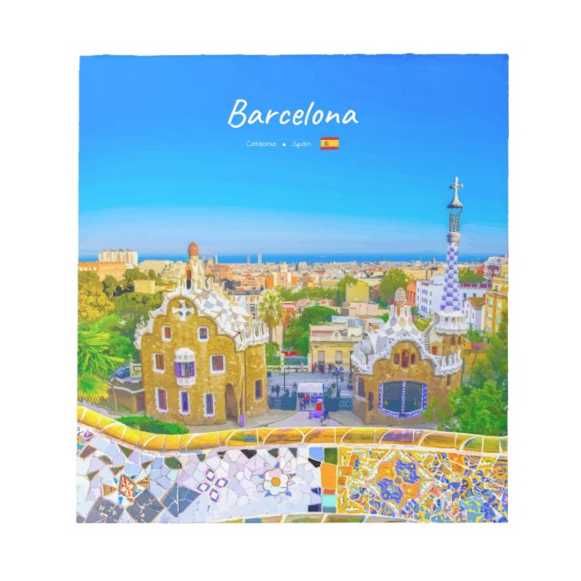 Barcelona, Spain - Park Guell Gaudi Mosaic Notepad (Front)