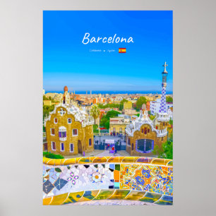 Barcelona, Spain - Park Guell Gaudi Mosaic Poster