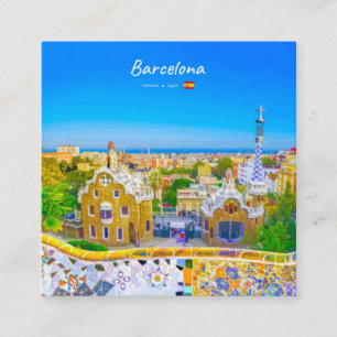Barcelona, Spain - Park Guell Gaudi Mosaic Square Business Card