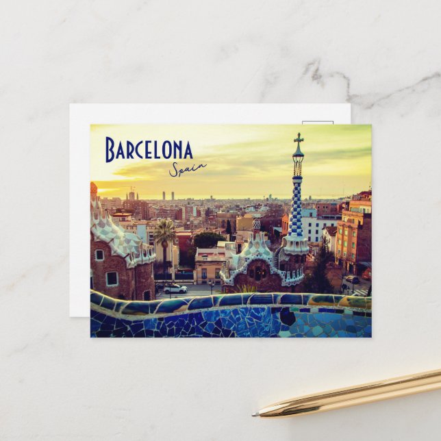 Barcelona, Spain - Park Guell Postcard (Front/Back In Situ)