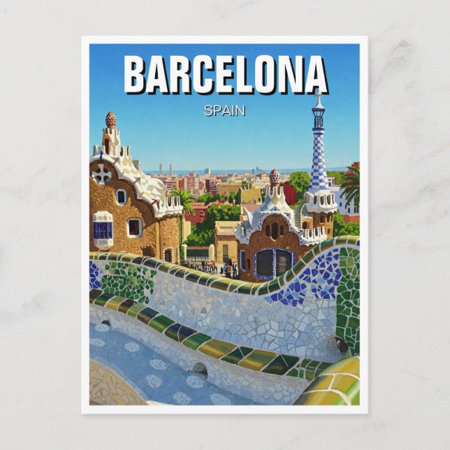 Barcelona Spain Park Güell Travel Postcard (Front)