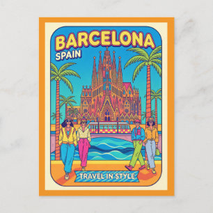 Barcelona Spain Retro 1990s Travel  Postcard