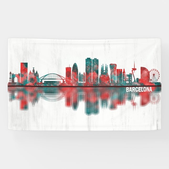 Barcelona Spain Skyline Banner (Horizontal)