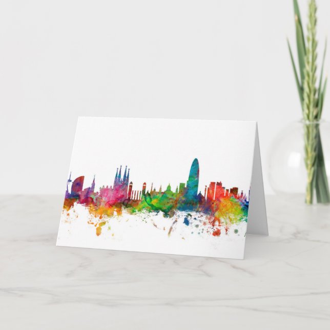 Barcelona Spain Skyline Card (Front)