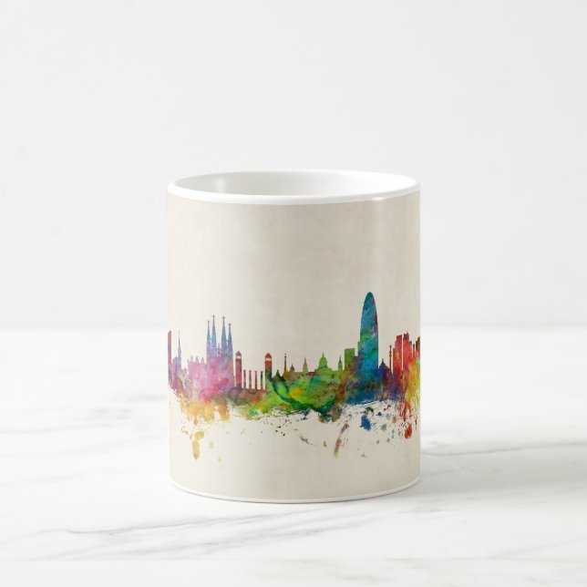 Barcelona Spain Skyline Coffee Mug (Center)