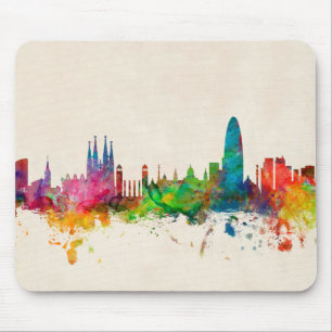 Barcelona Spain Skyline Mouse Pad