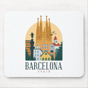 Barcelona Spain Skyline Mousepad