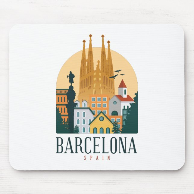 Barcelona Spain Skyline Mousepad (Front)