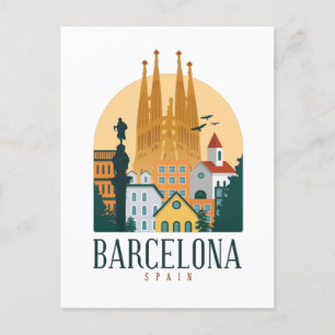 Barcelona Spain Skyline Postcard