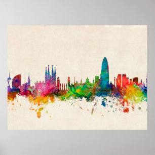 Barcelona Spain Skyline Poster