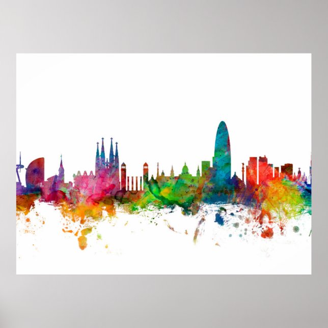 Barcelona Spain Skyline Poster (Front)
