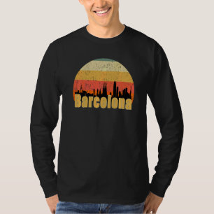 Barcelona Spain Skyline Silhouette Sunset I Love B T-Shirt