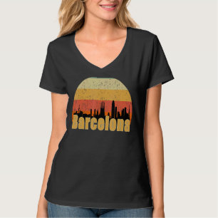 Barcelona Spain Skyline Silhouette Sunset I Love B T-Shirt