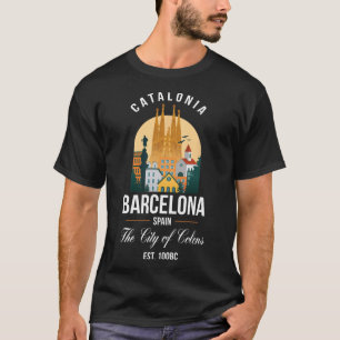 Barcelona Spain Skyline Souvenirs Family Vacation T-Shirt