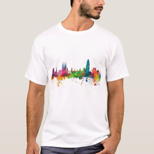 Barcelona Spain Skyline T-Shirt (Front)