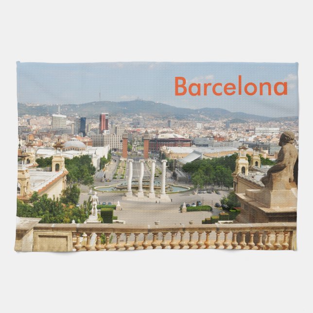 Barcelona, Spain Tea Towel (Horizontal)