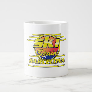 Barcelona Spain to Ski logo Large Coffee Mug